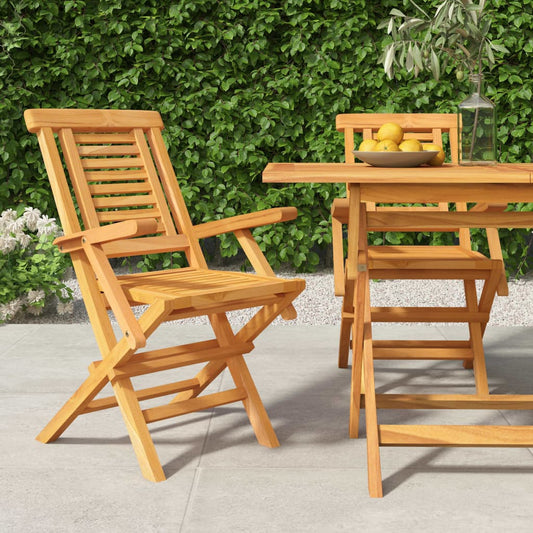 Folding Patio Chairs 2 Pcs 22&quot;X24.8&quot;X35.4&quot; Solid Wood Teak