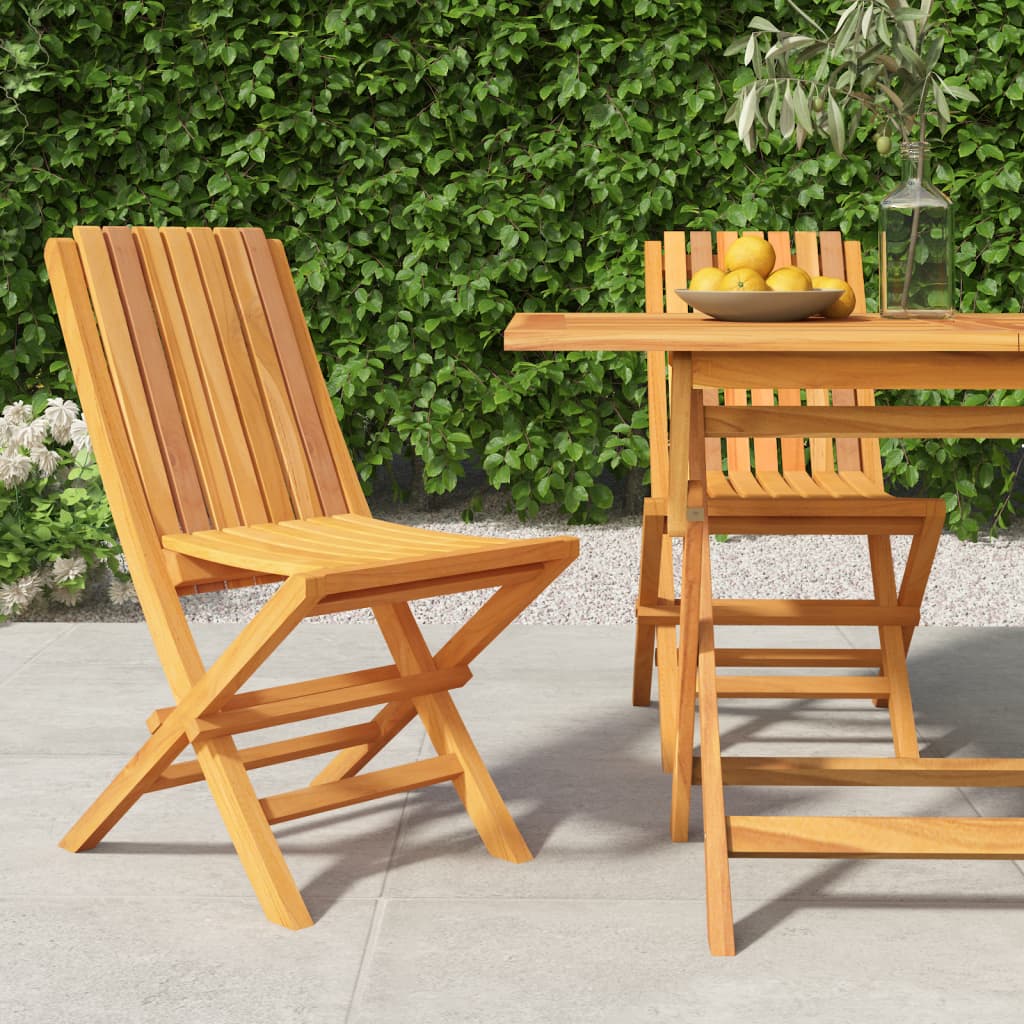 Folding Patio Chairs 2 Pcs 24&quot;X26.4&quot;X35.4&quot; Solid Wood Teak