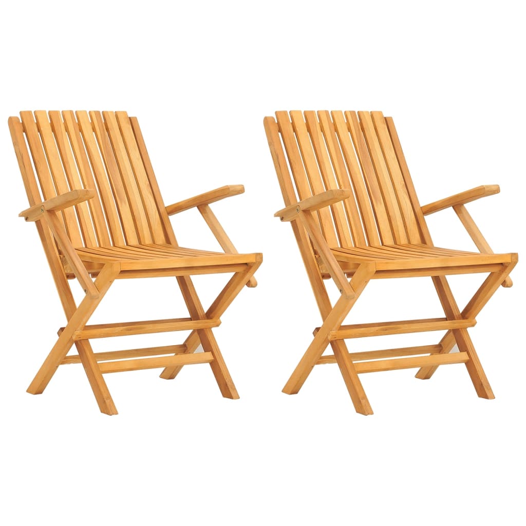 Folding Patio Chairs 2 Pcs 24&quot;X26.4&quot;X35.4&quot; Solid Wood Teak