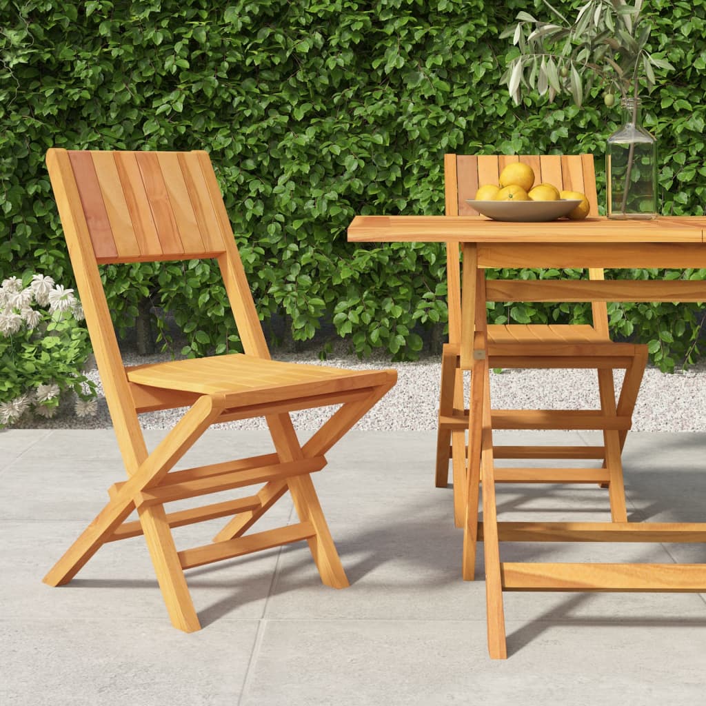 Folding Patio Chairs 2 Pcs 21.7&quot;X24&quot;X35.4&quot; Solid Wood Teak