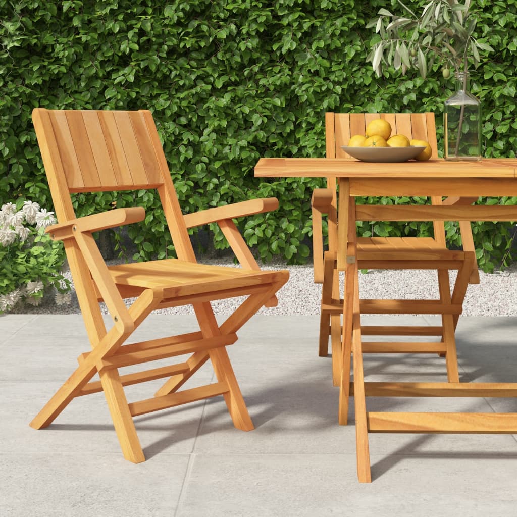 Folding Patio Chairs 2 Pcs 21.7&quot;X24&quot;X35.4&quot; Solid Wood Teak