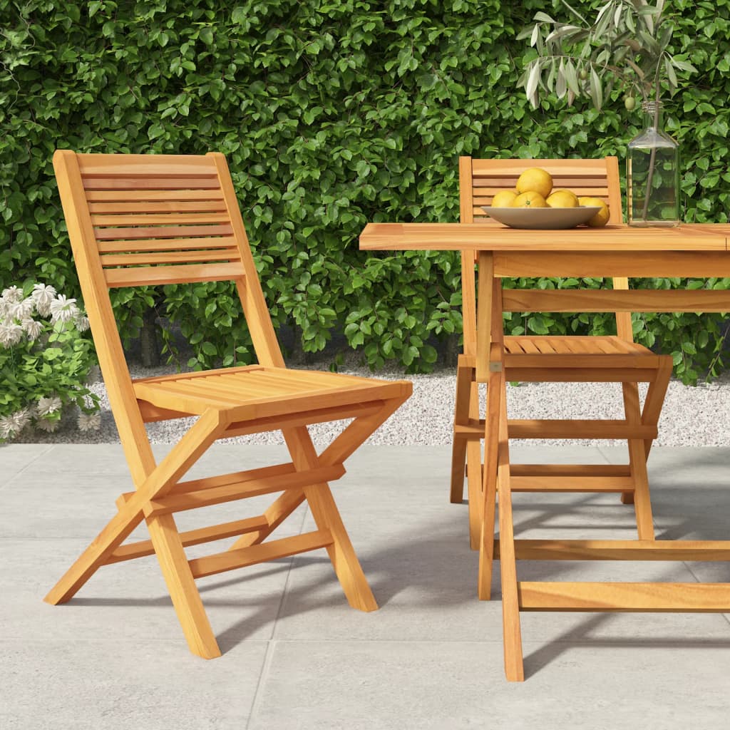 Folding Patio Chairs 2 Pcs 21.7&quot;X24.4&quot;X35.4&quot; Solid Wood Teak