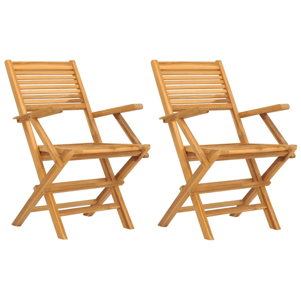 Folding Patio Chairs 2 Pcs 21.7&quot;X24.4&quot;X35.4&quot; Solid Wood Teak