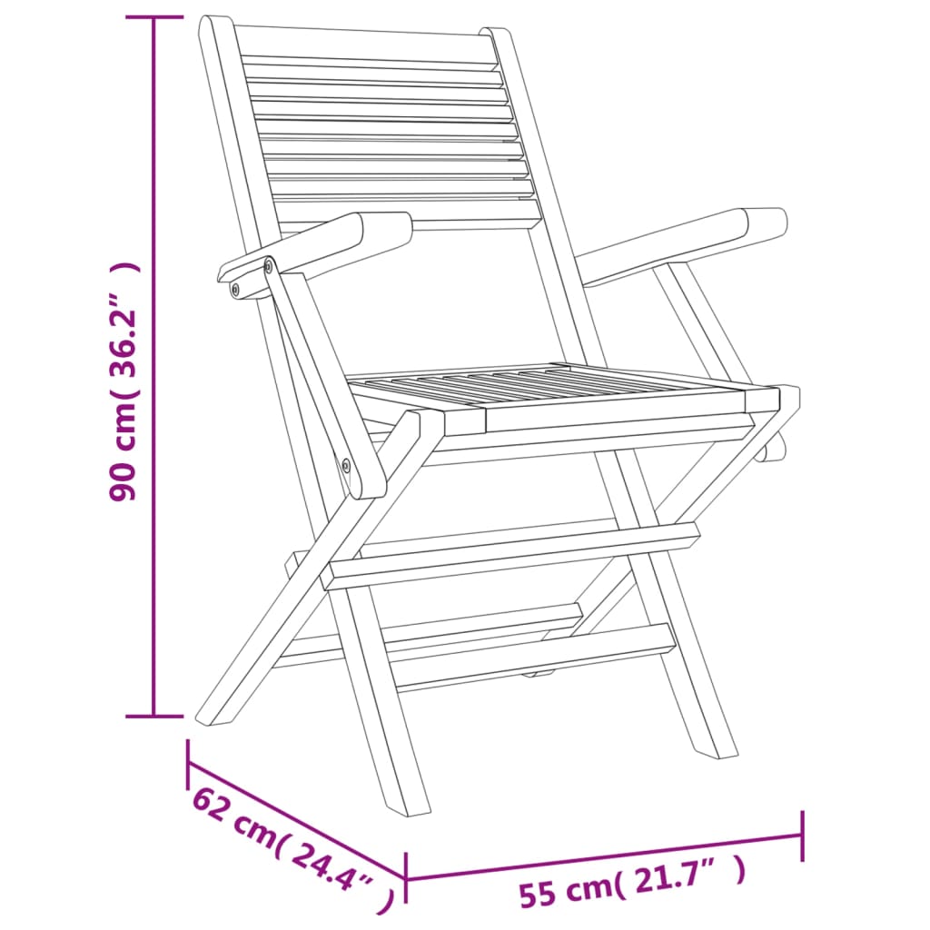 Folding Patio Chairs 2 Pcs 21.7&quot;X24.4&quot;X35.4&quot; Solid Wood Teak