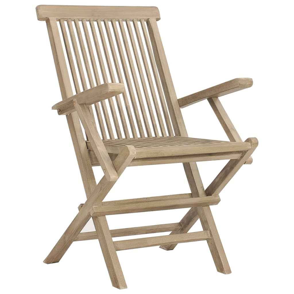 Folding Patio Chairs 2 Pcs Gray 22&quot;X24&quot;X35&quot; Solid Wood Teak