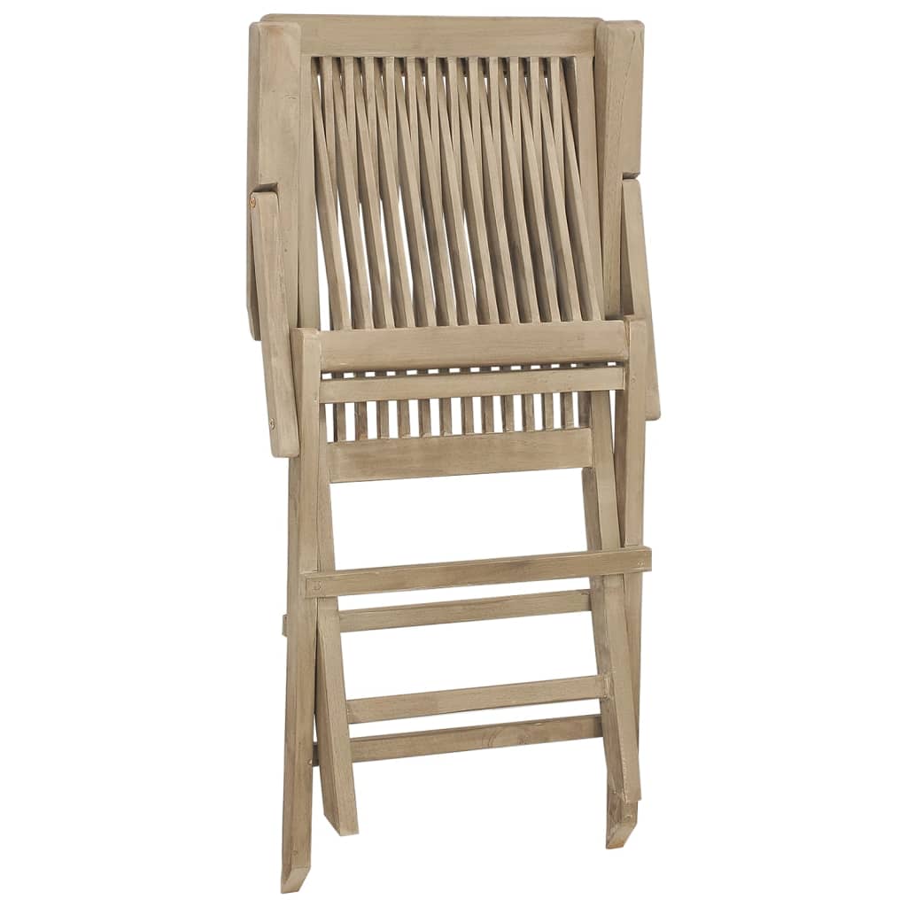 Folding Patio Chairs 2 Pcs Gray 22&quot;X24&quot;X35&quot; Solid Wood Teak