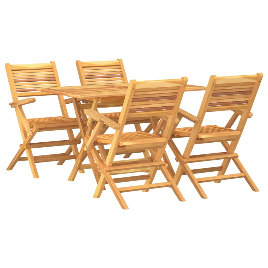 5 Piece Patio Dining Set Solid Wood Teak