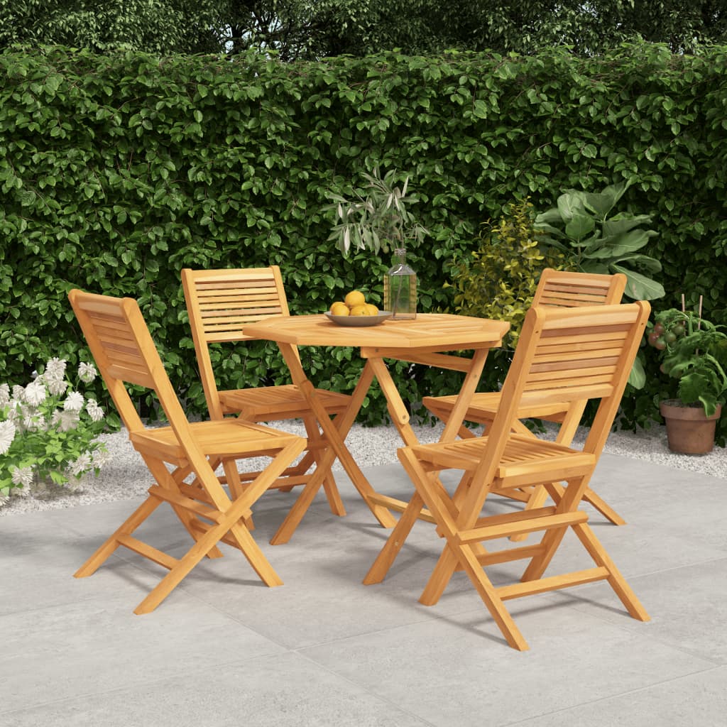 5 Piece Patio Dining Set Solid Wood Teak