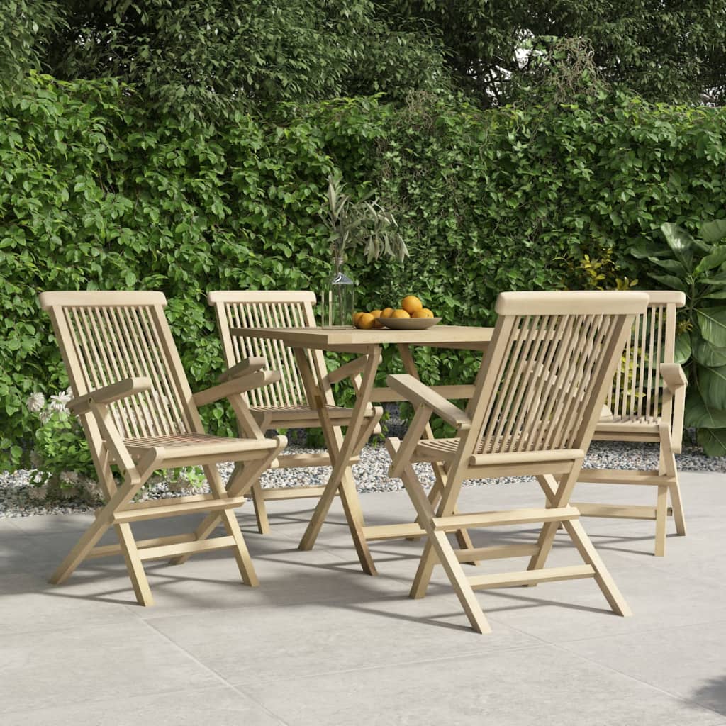 Folding Patio Chairs 2 Pcs Gray 22&quot;X24&quot;X35&quot; Solid Wood Teak