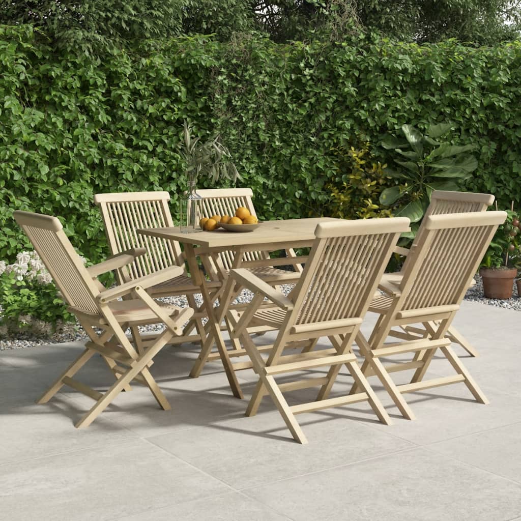 Folding Patio Chairs 2 Pcs Gray 22&quot;X24&quot;X35&quot; Solid Wood Teak