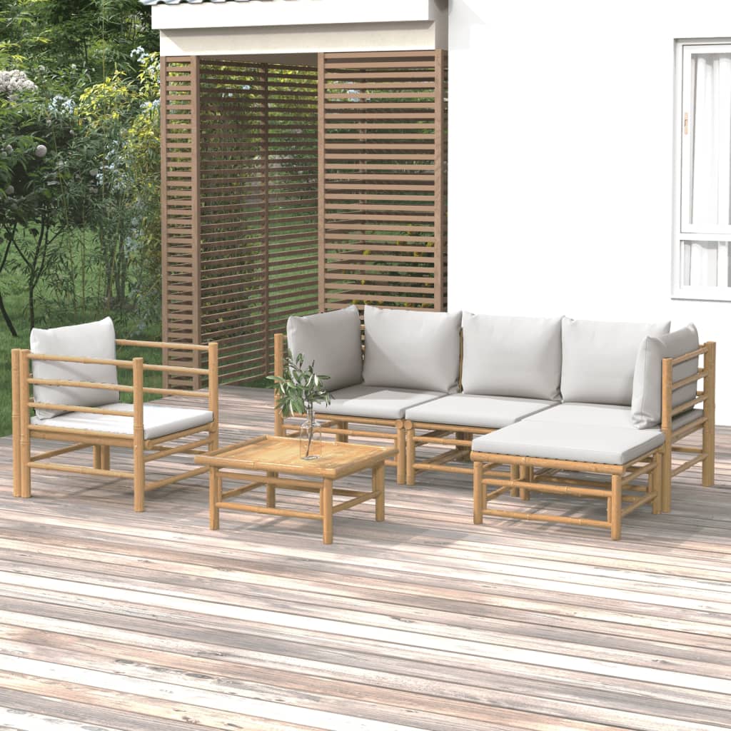 3 Piece Patio Lounge Set With Cushions Bamboo