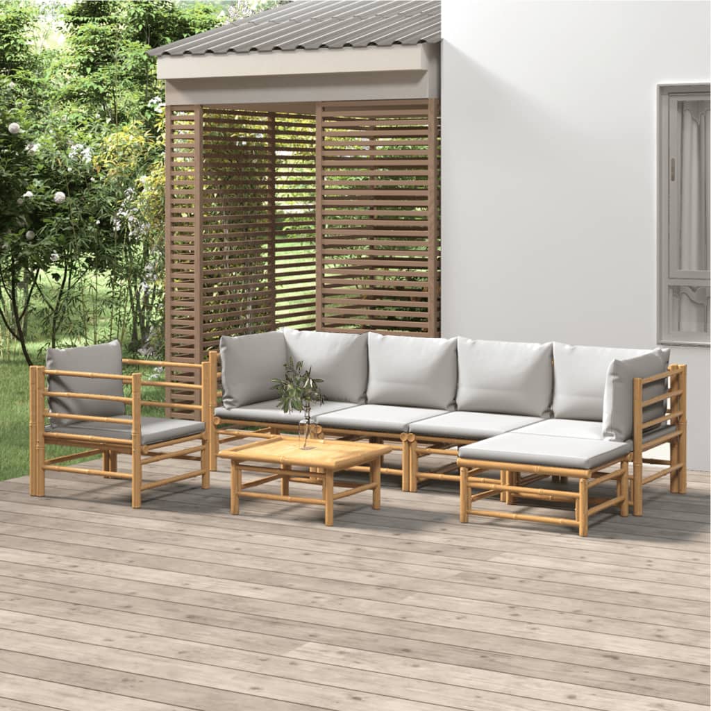 3 Piece Patio Lounge Set With Cushions Bamboo