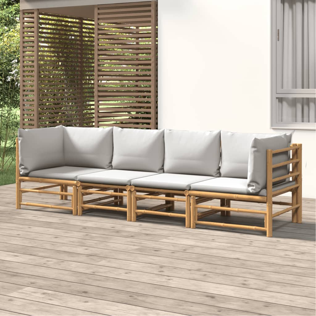 3 Piece Patio Lounge Set With Cushions Bamboo