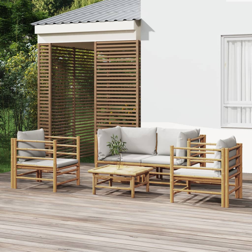 3 Piece Patio Lounge Set With Cushions Bamboo