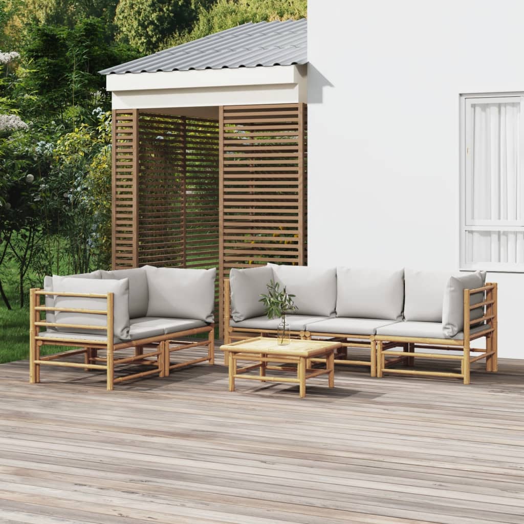 3 Piece Patio Lounge Set With Cushions Bamboo