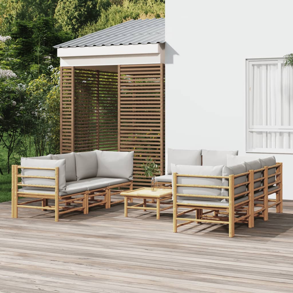 3 Piece Patio Lounge Set With Cushions Bamboo