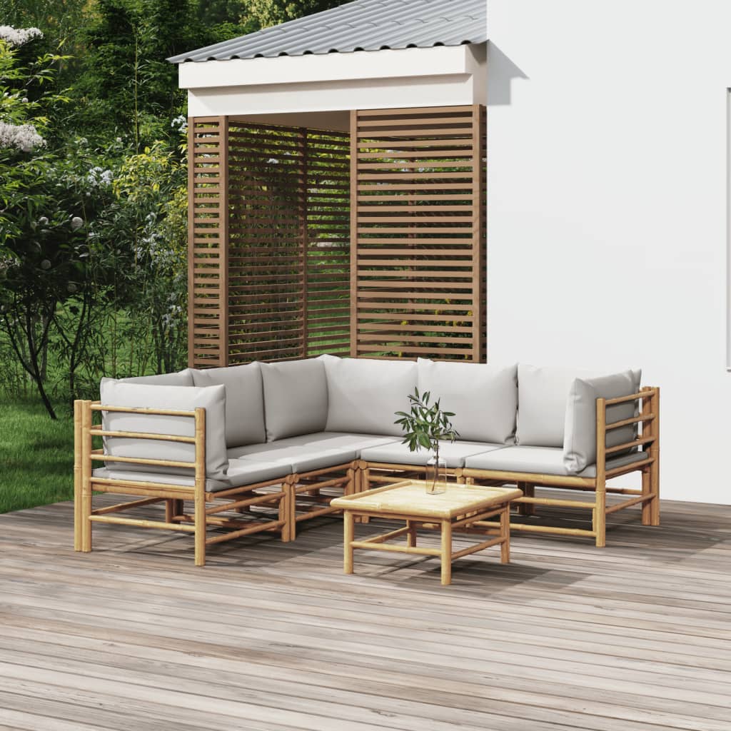 3 Piece Patio Lounge Set With Cushions Bamboo