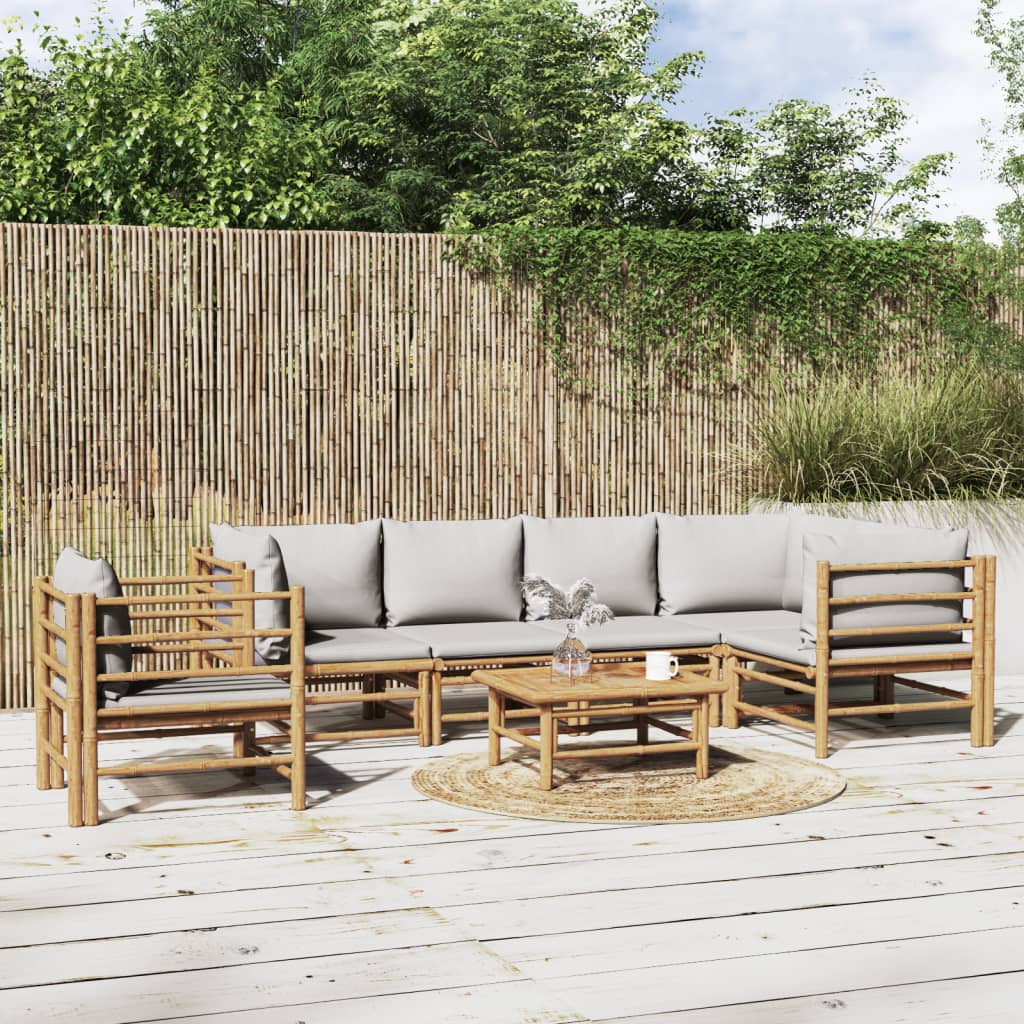 3 Piece Patio Lounge Set With Cushions Bamboo