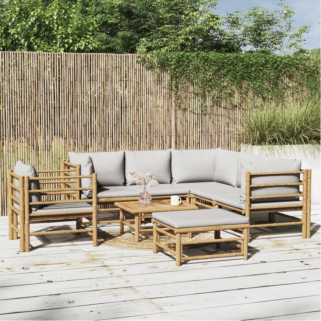 3 Piece Patio Lounge Set With Cushions Bamboo