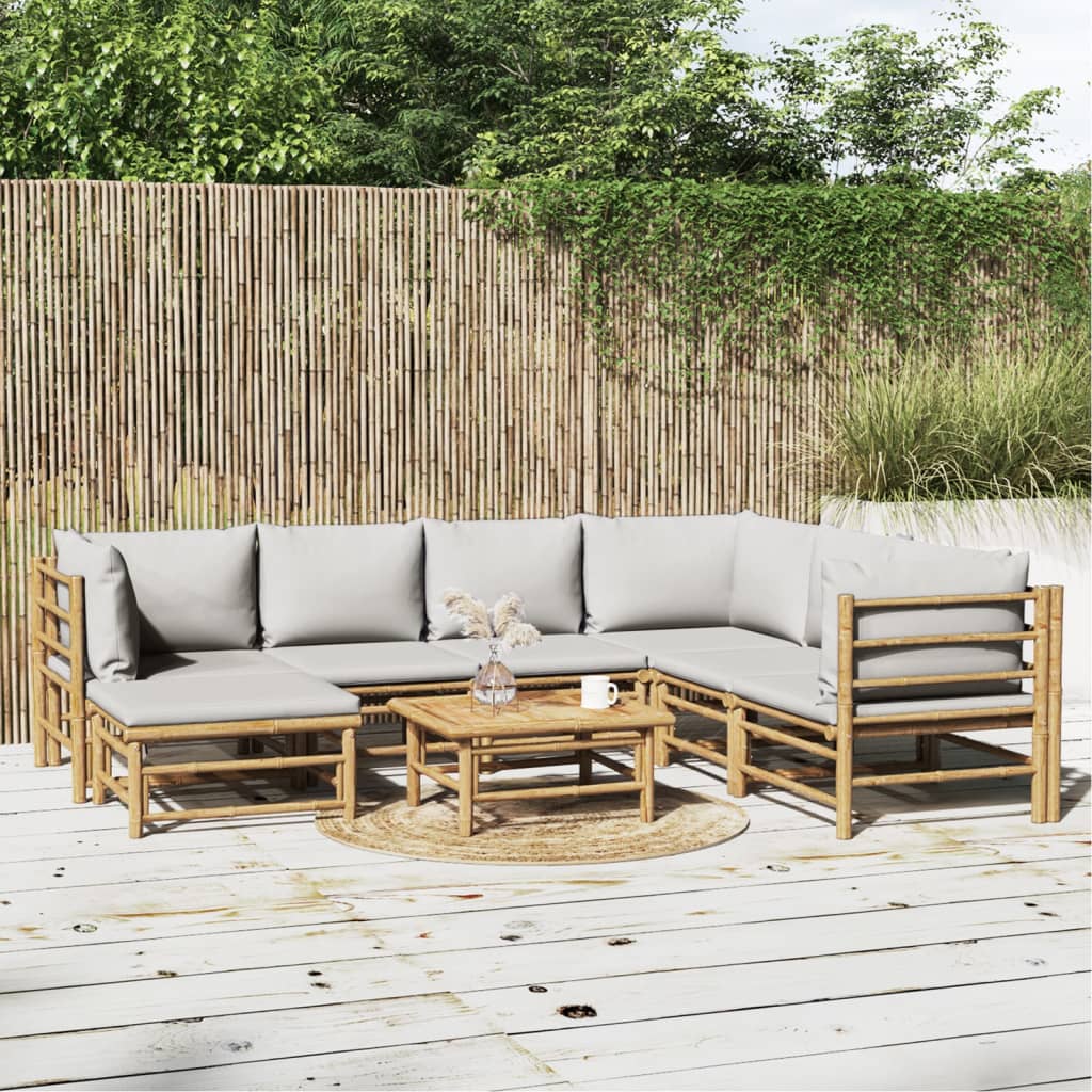 3 Piece Patio Lounge Set With Cushions Bamboo