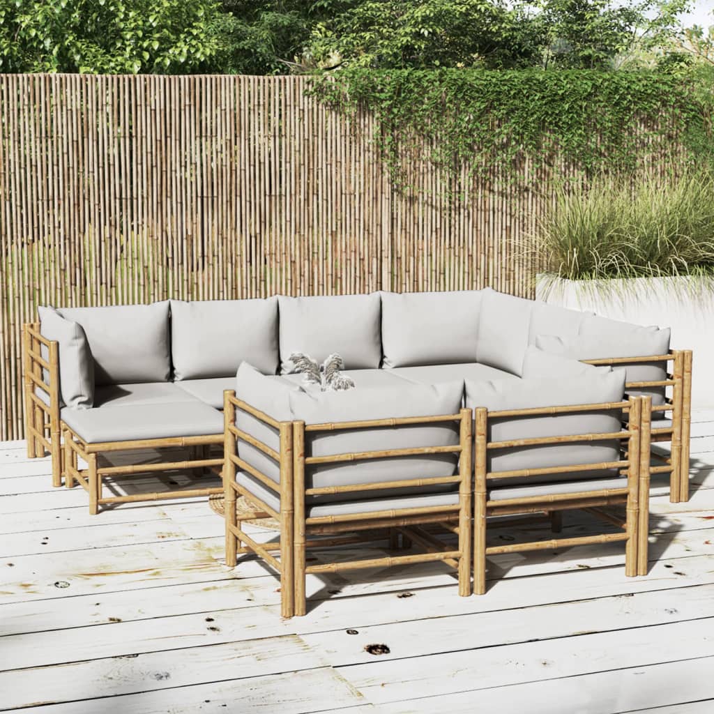 3 Piece Patio Lounge Set With Cushions Bamboo