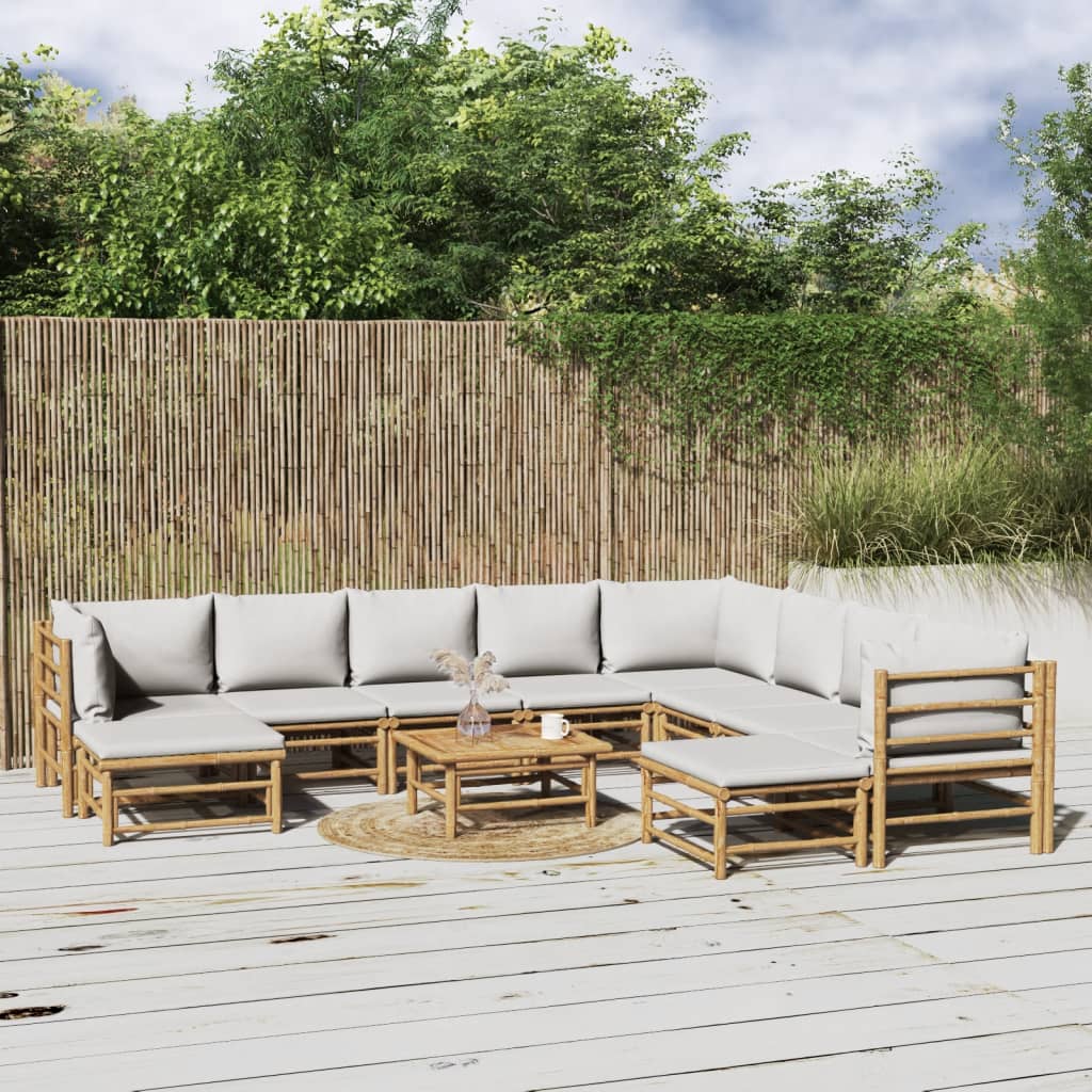 3 Piece Patio Lounge Set With Cushions Bamboo