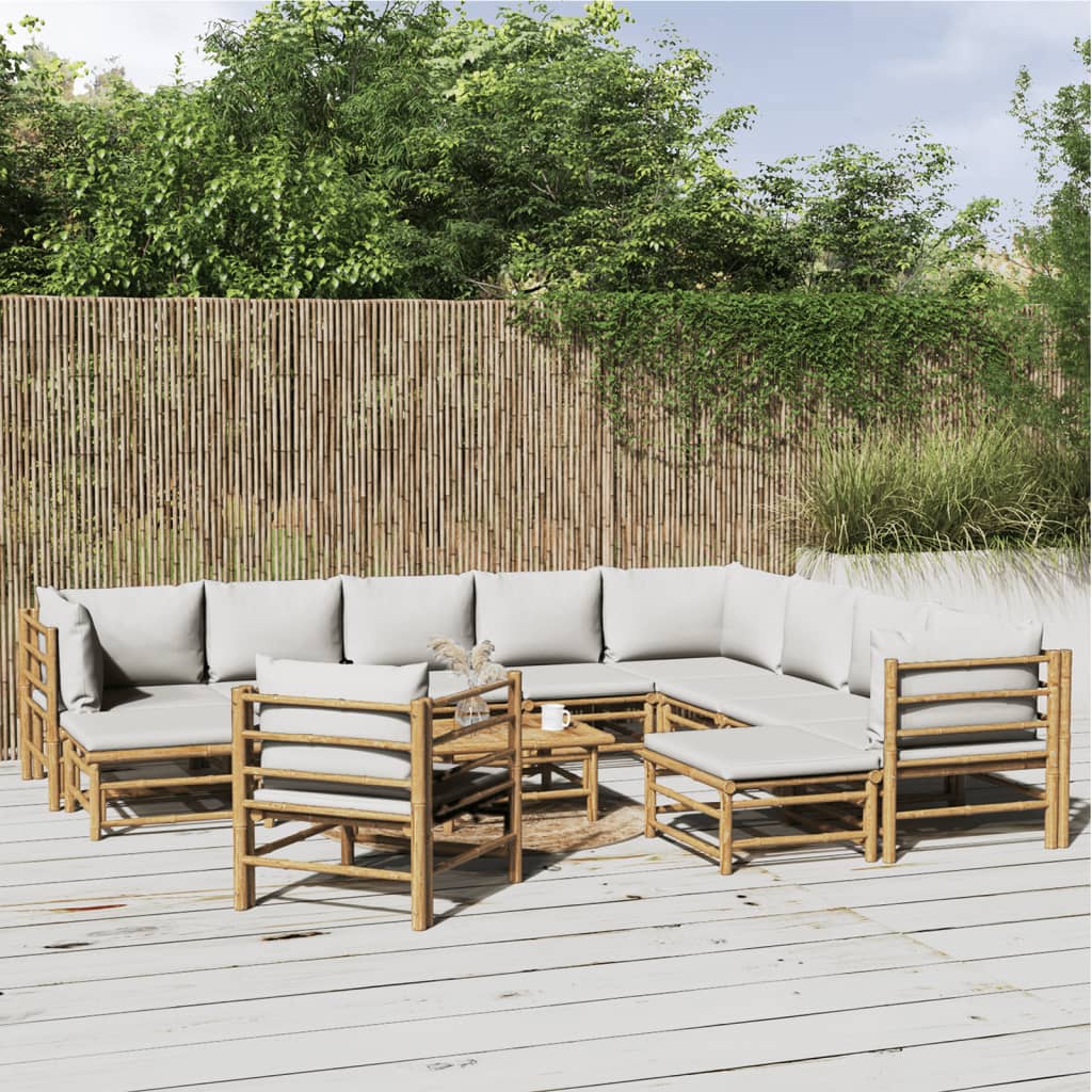 3 Piece Patio Lounge Set With Cushions Bamboo