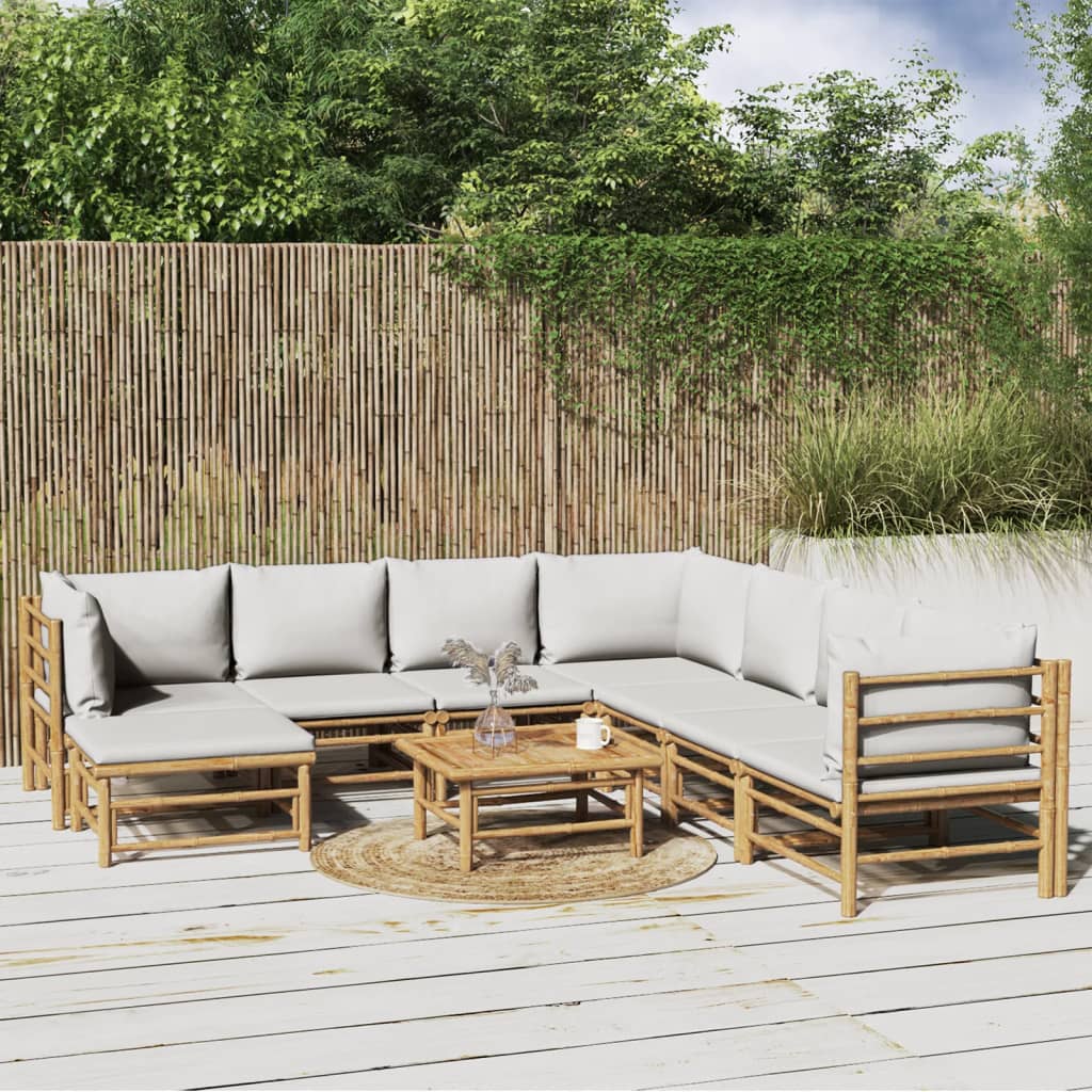 3 Piece Patio Lounge Set With Cushions Bamboo