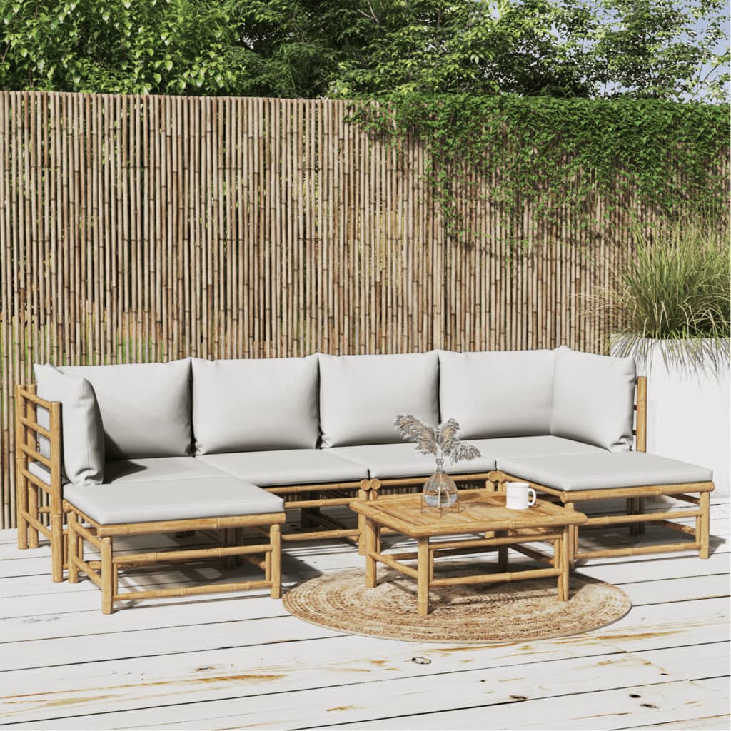 3 Piece Patio Lounge Set With Cushions Bamboo