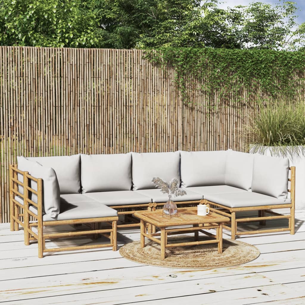 3 Piece Patio Lounge Set With Cushions Bamboo