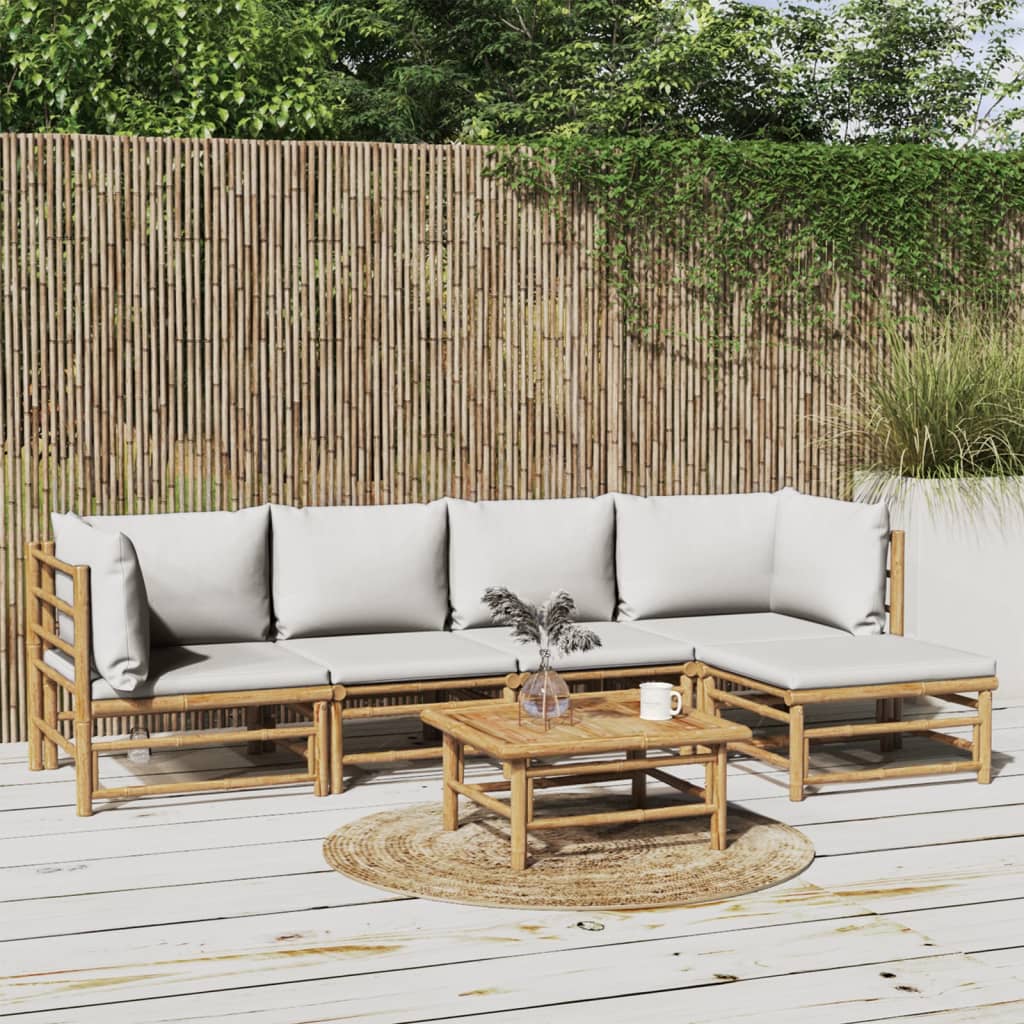 3 Piece Patio Lounge Set With Cushions Bamboo