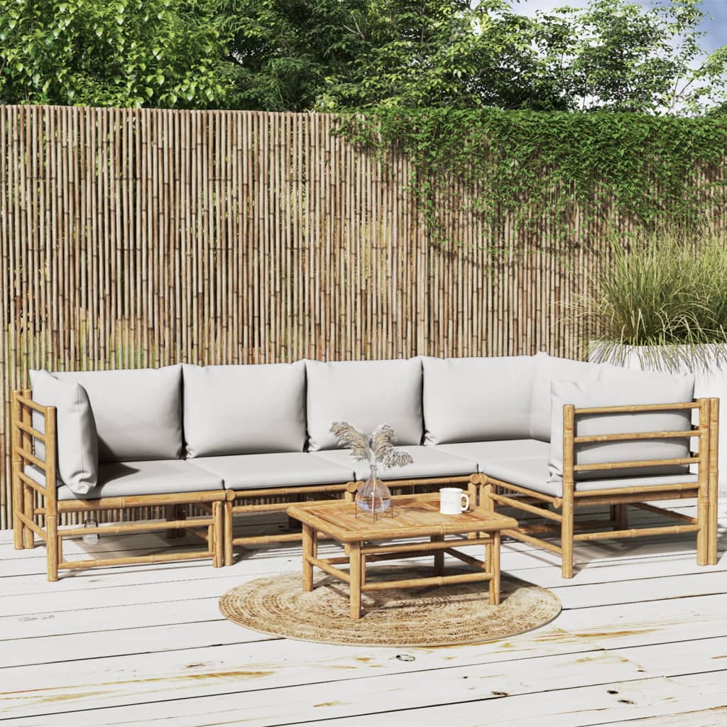 3 Piece Patio Lounge Set With Cushions Bamboo