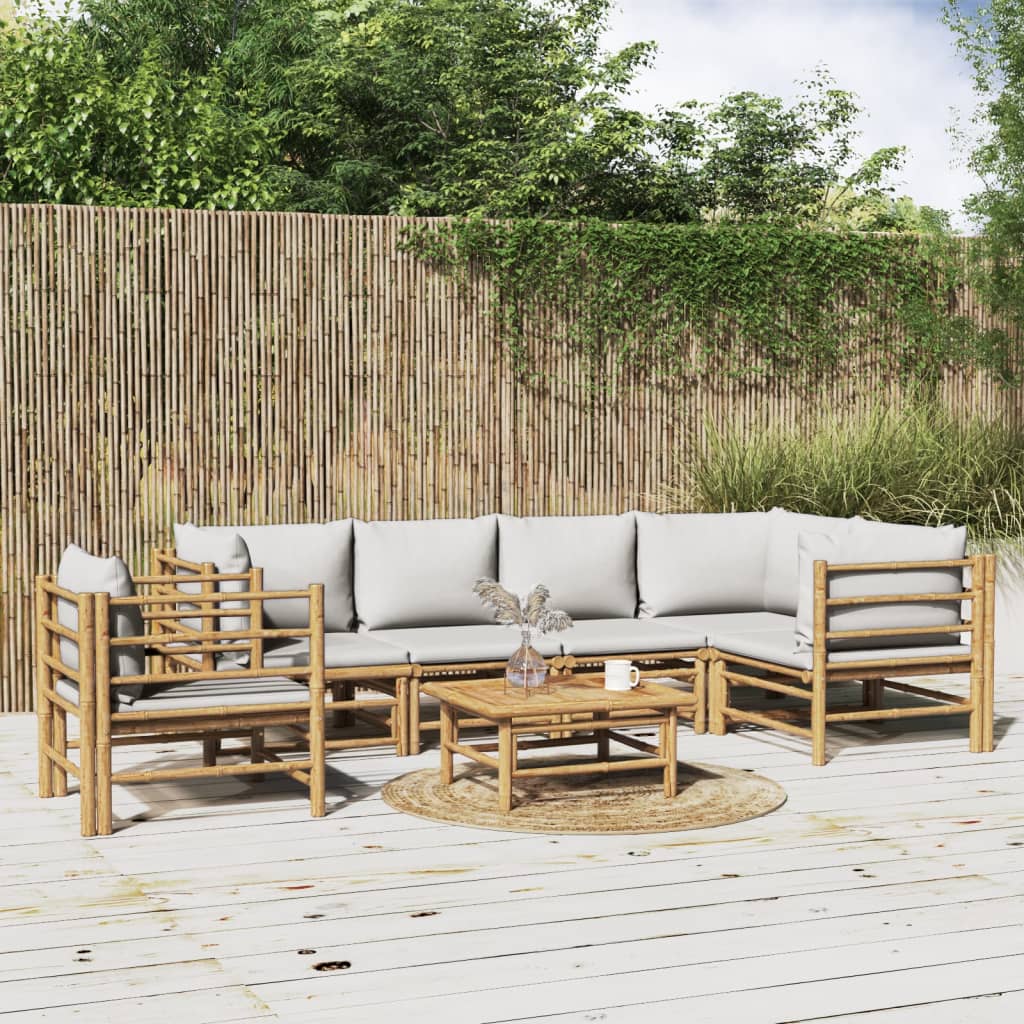 3 Piece Patio Lounge Set With Cushions Bamboo