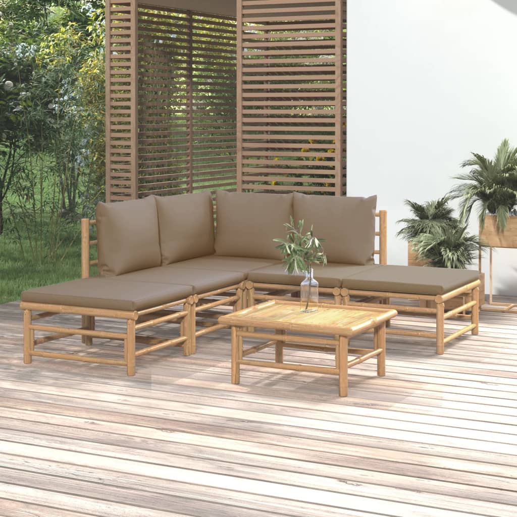 3 Piece Patio Lounge Set With Cushions Bamboo