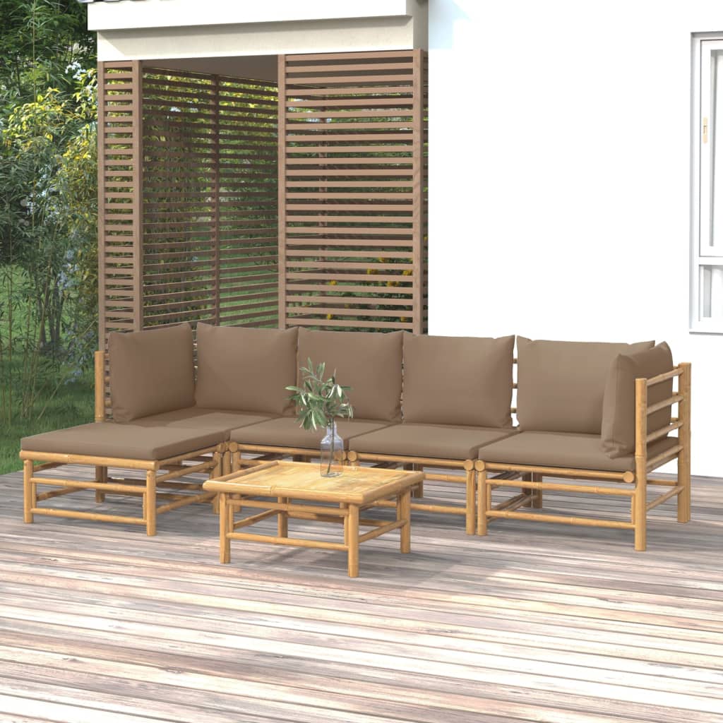 3 Piece Patio Lounge Set With Cushions Bamboo