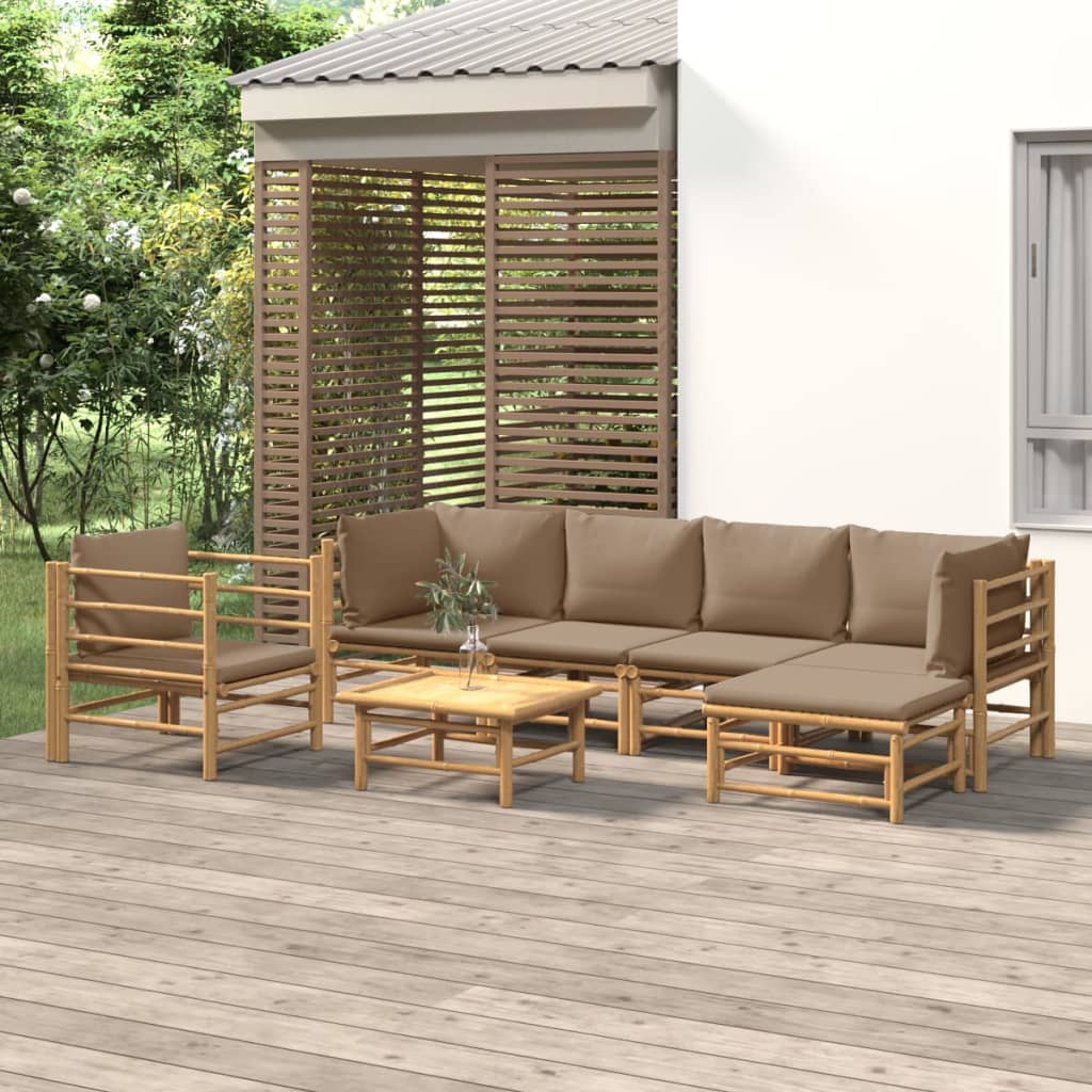 3 Piece Patio Lounge Set With Cushions Bamboo