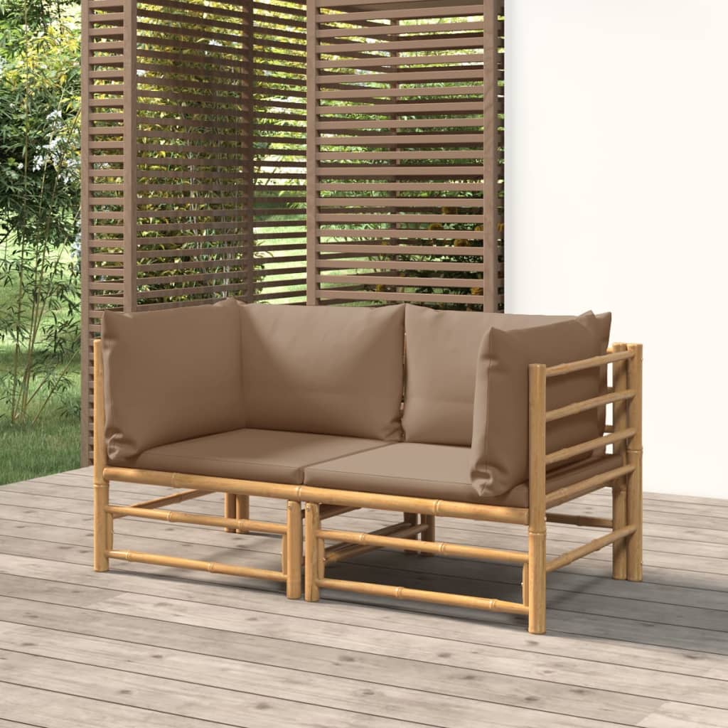 3 Piece Patio Lounge Set With Cushions Bamboo