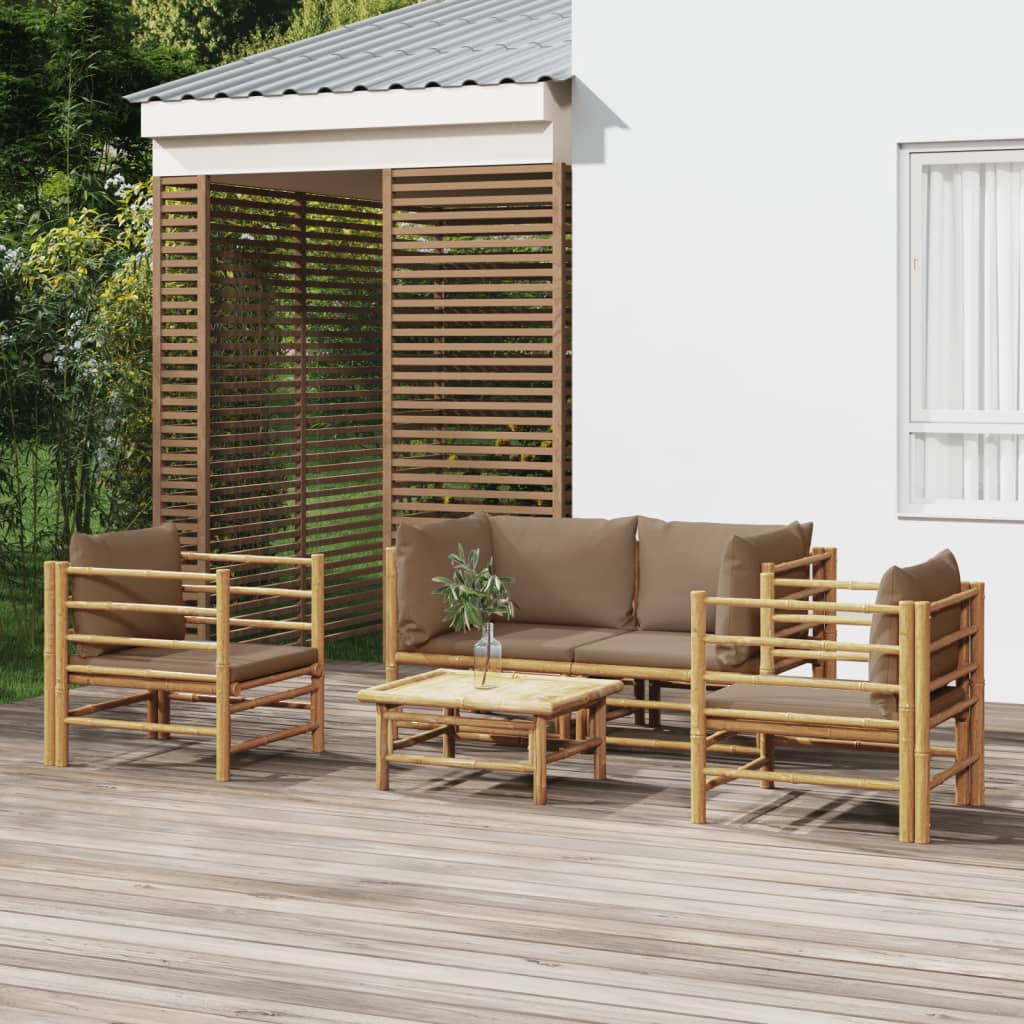 3 Piece Patio Lounge Set With Cushions Bamboo