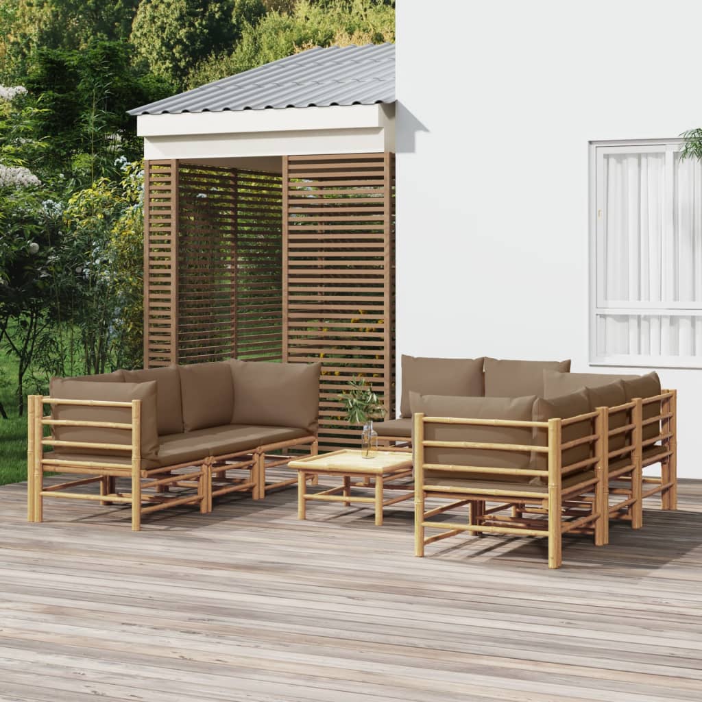 3 Piece Patio Lounge Set With Cushions Bamboo