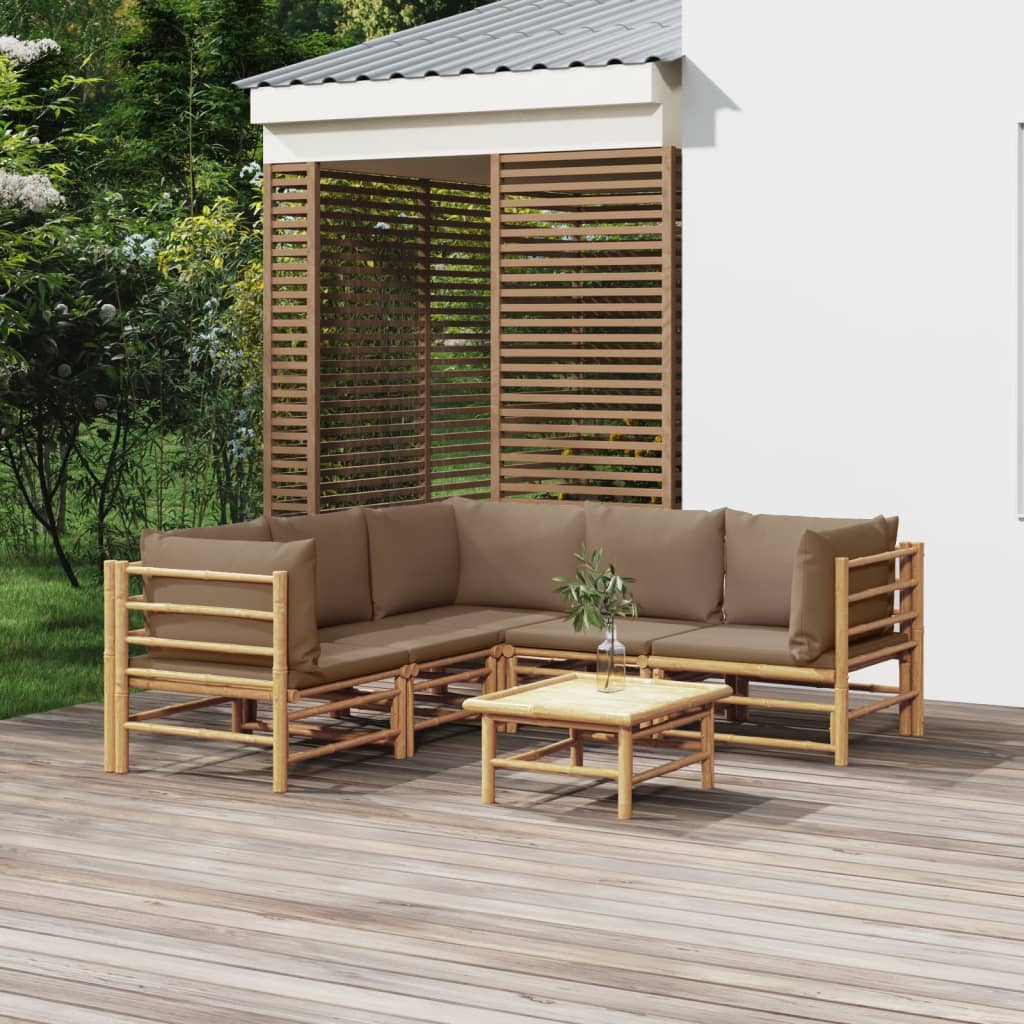 3 Piece Patio Lounge Set With Cushions Bamboo