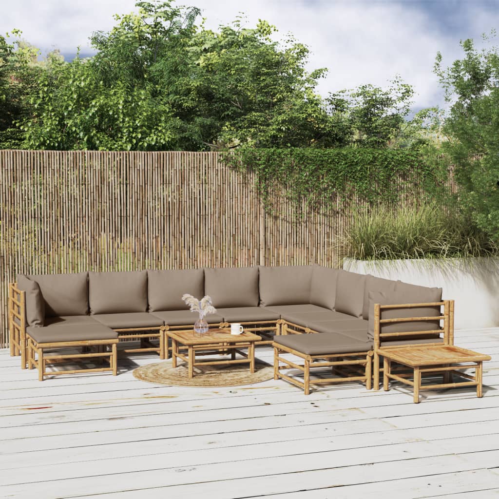 3 Piece Patio Lounge Set With Cushions Bamboo