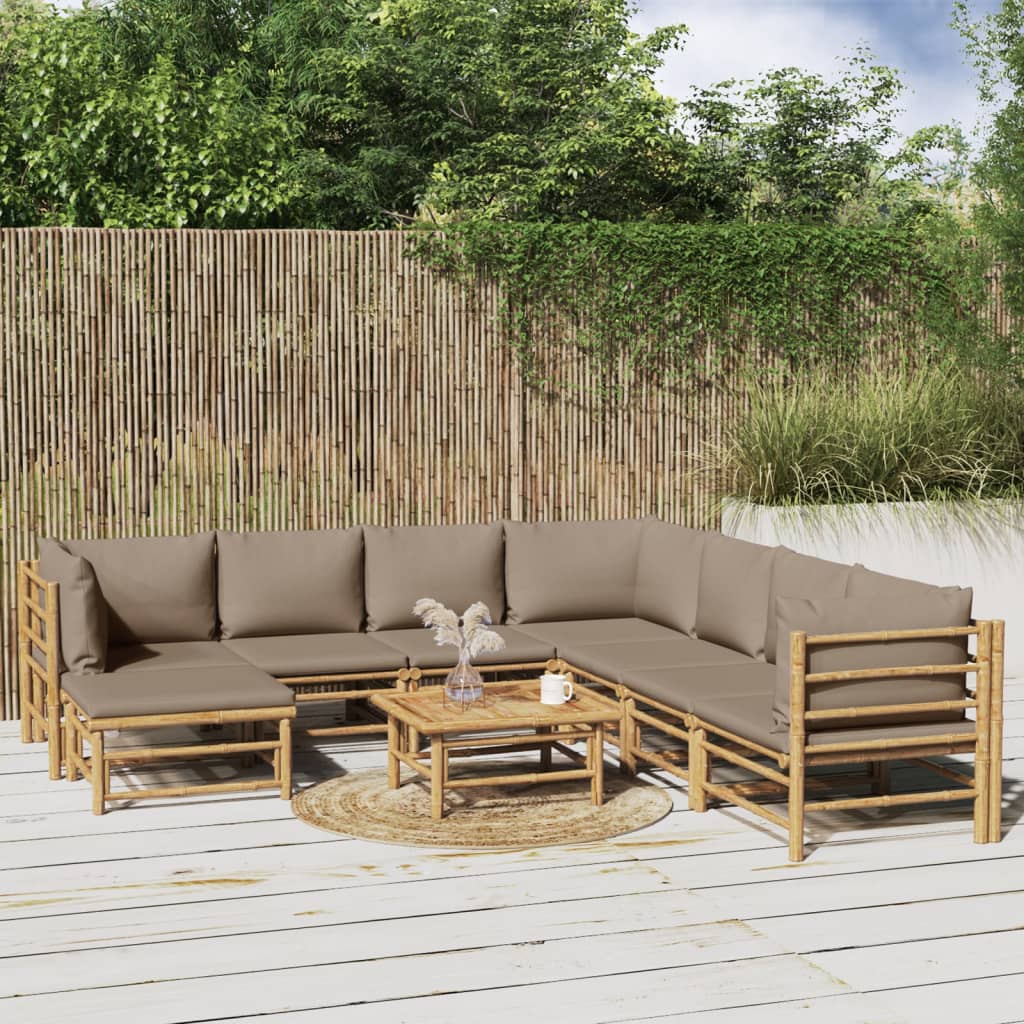 3 Piece Patio Lounge Set With Cushions Bamboo