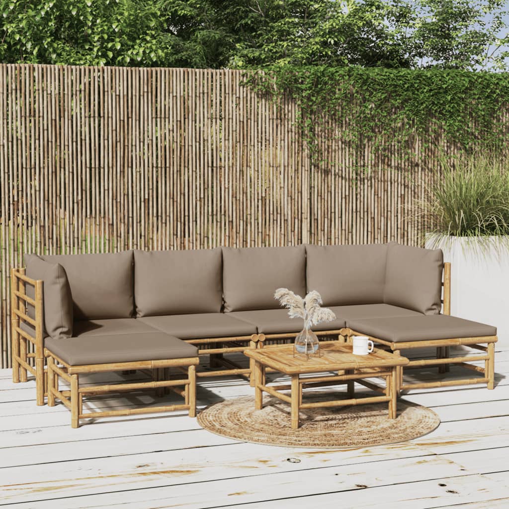 3 Piece Patio Lounge Set With Cushions Bamboo