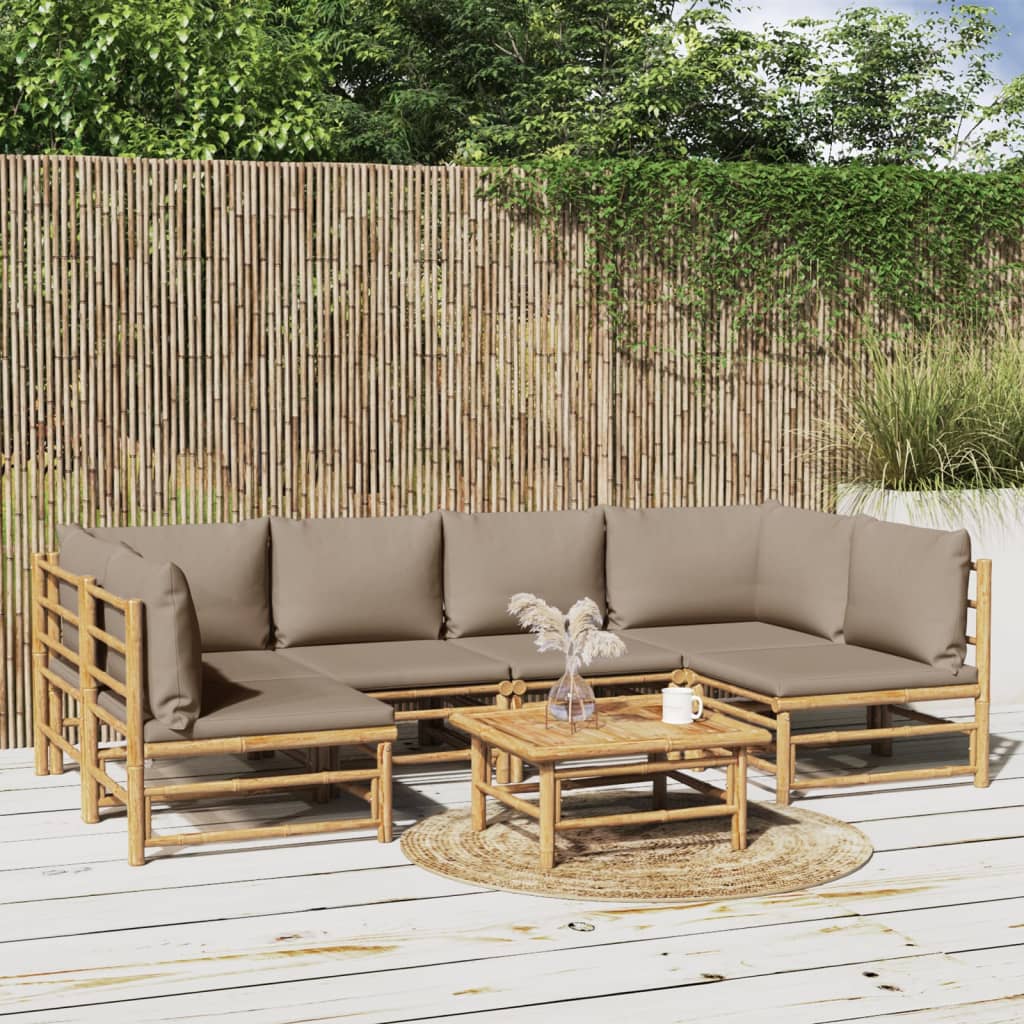 3 Piece Patio Lounge Set With Cushions Bamboo