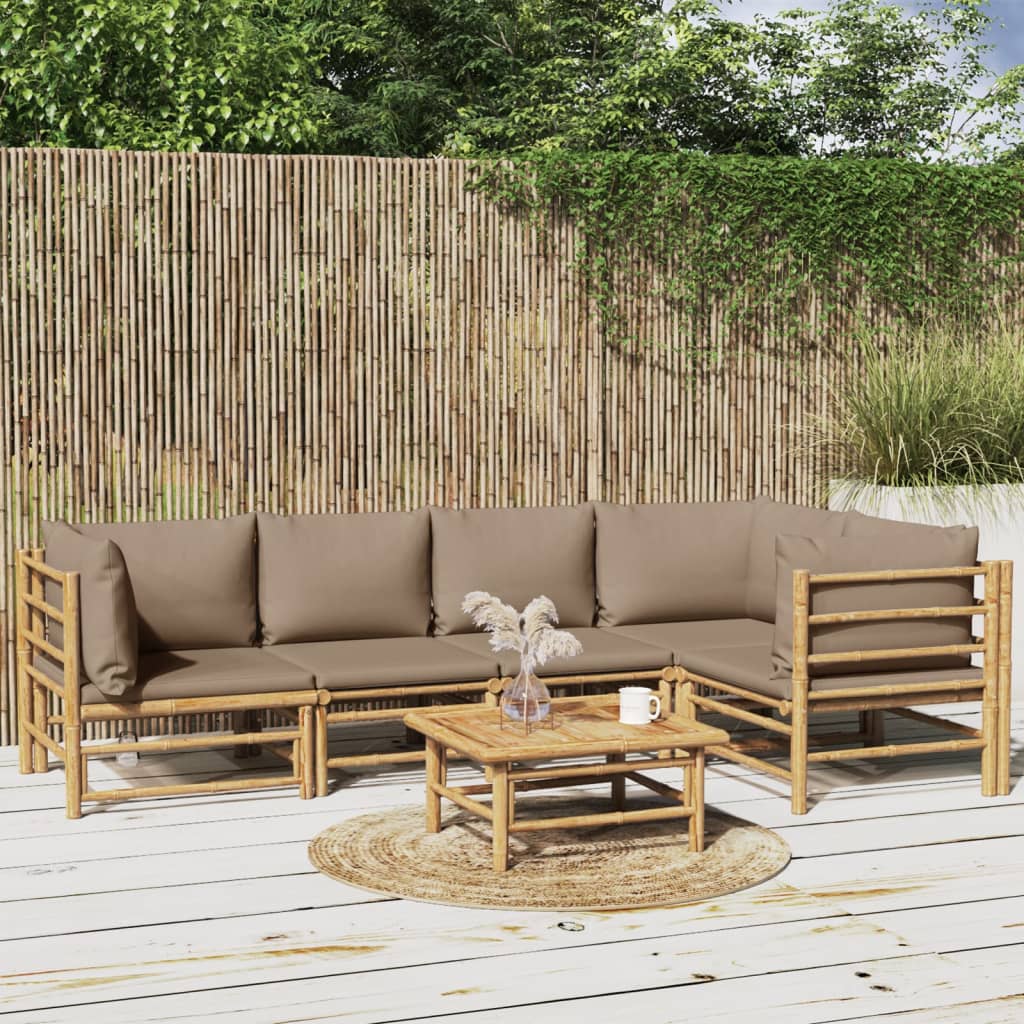 3 Piece Patio Lounge Set With Cushions Bamboo