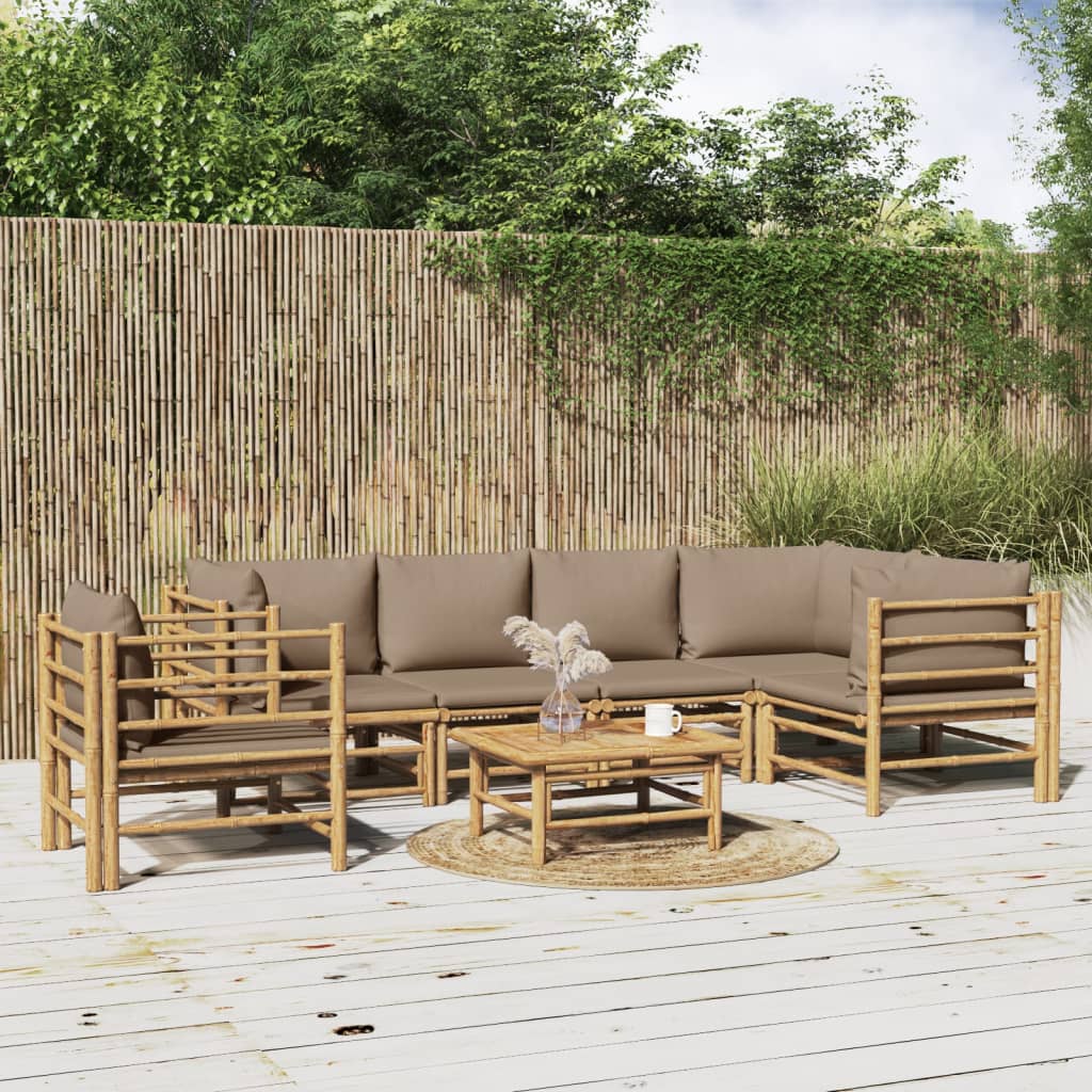 3 Piece Patio Lounge Set With Cushions Bamboo