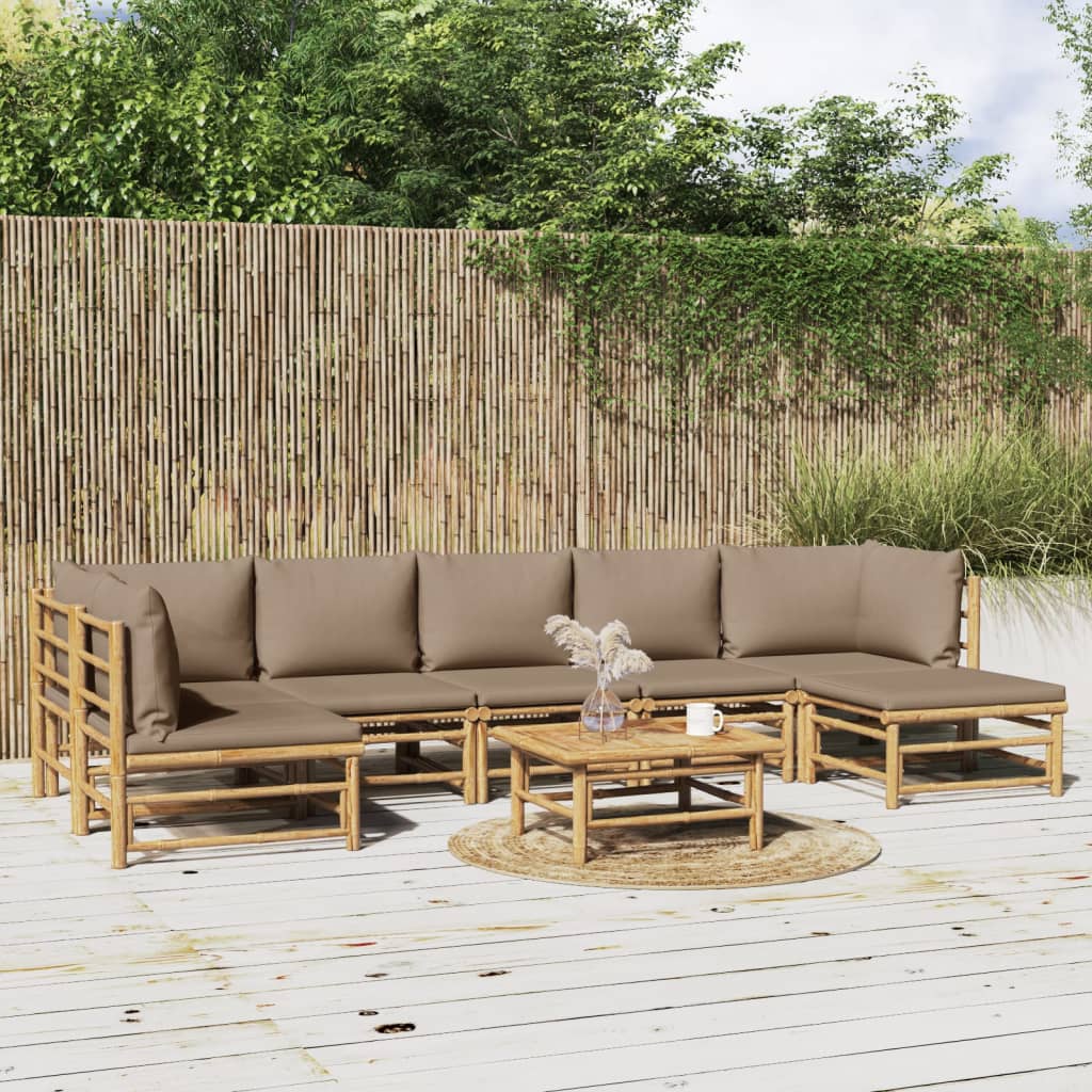 3 Piece Patio Lounge Set With Cushions Bamboo