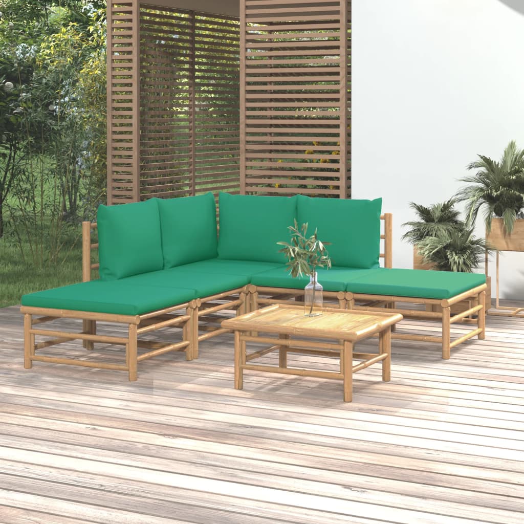 3 Piece Patio Lounge Set With Cushions Bamboo