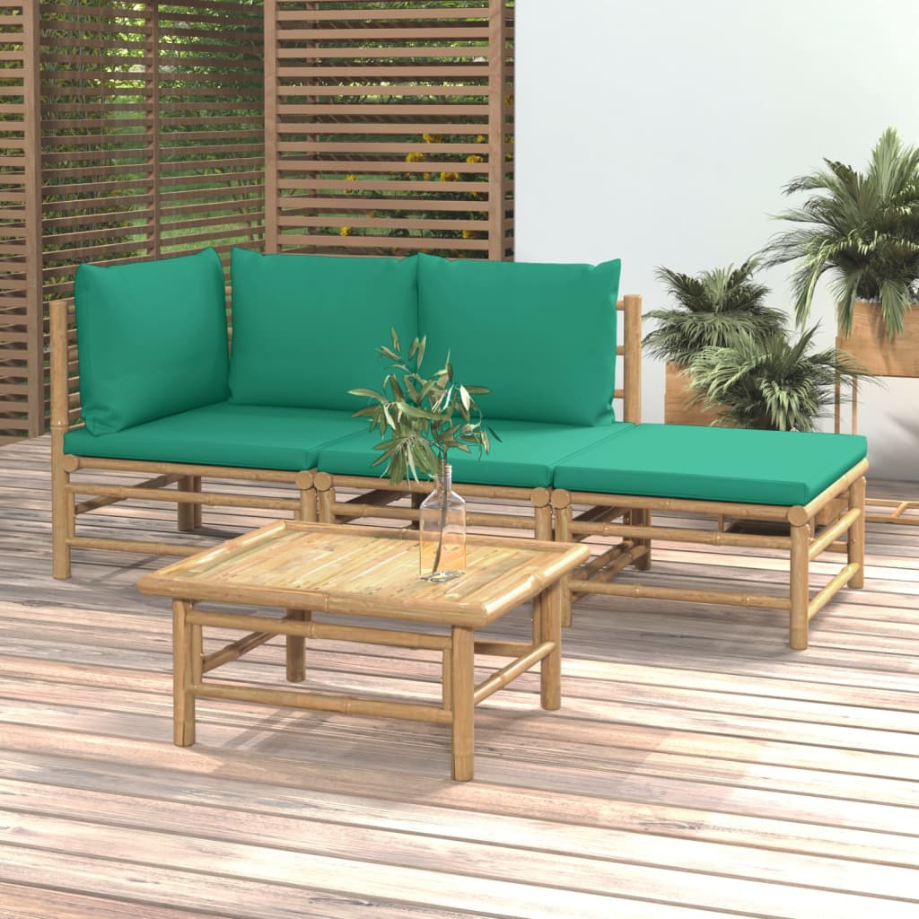 3 Piece Patio Lounge Set With Cushions Bamboo