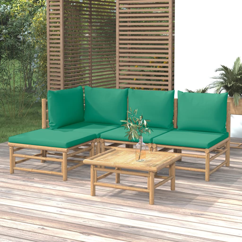 3 Piece Patio Lounge Set With Cushions Bamboo